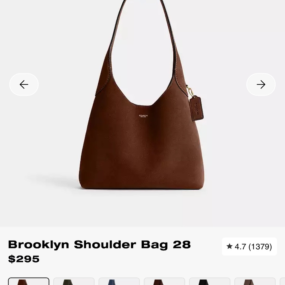 Coach Brooklyn Shoulder Bag in Brown suede. Snap pocket inside. No rips or stain